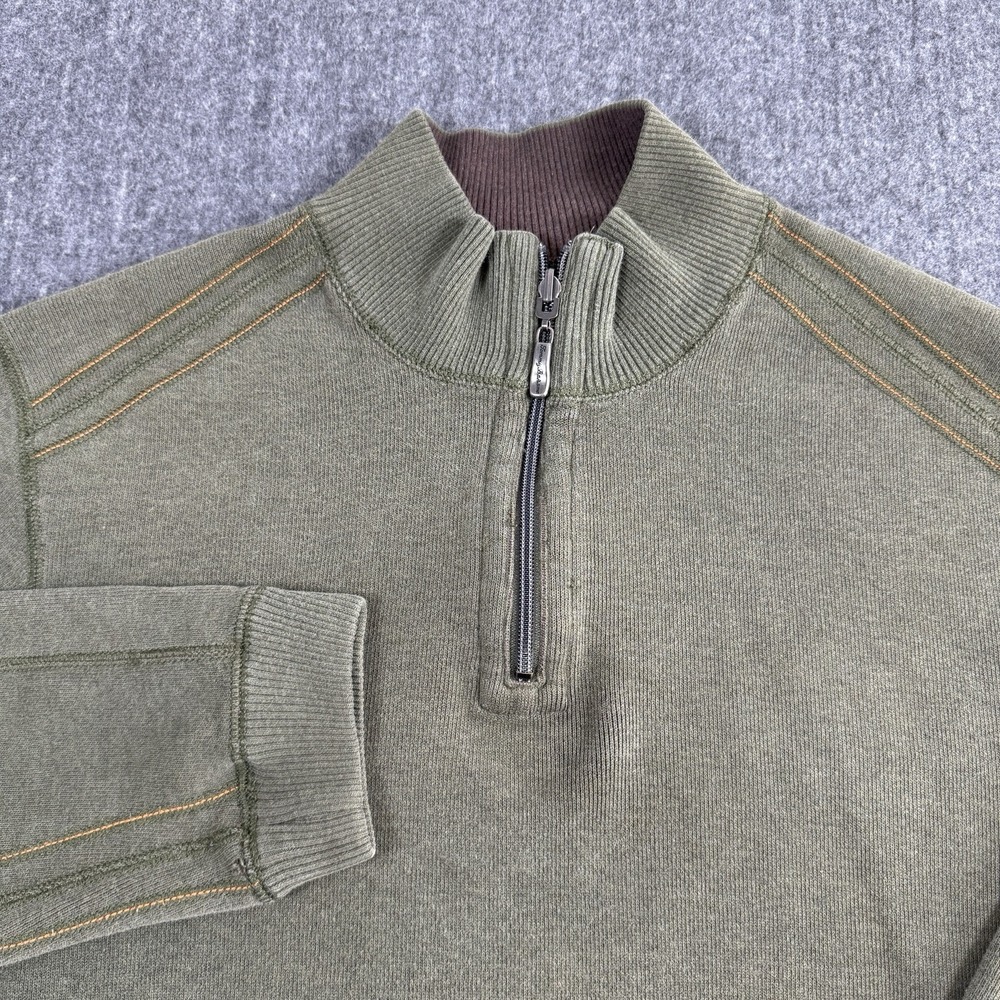 Tommy Bahama Men's L Reversible 1/4 Zip Pullover Sweater Green